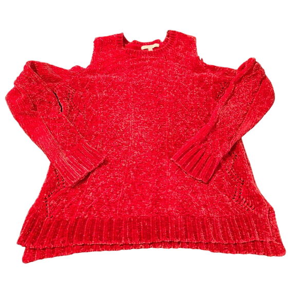 Gibson Latimer Womens Sweater Red Size S Polyester Long Sleeve Cold Shoulder - Picture 1 of 12